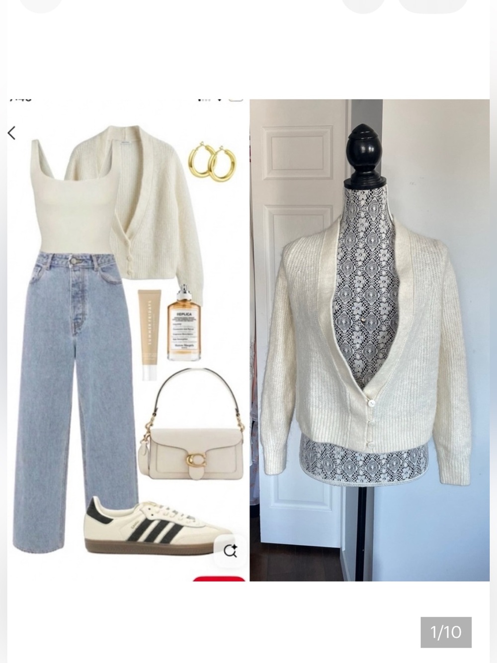 Michael Kors Wool Blend Fuzzy Deep V Cardigan Sweater. Medium